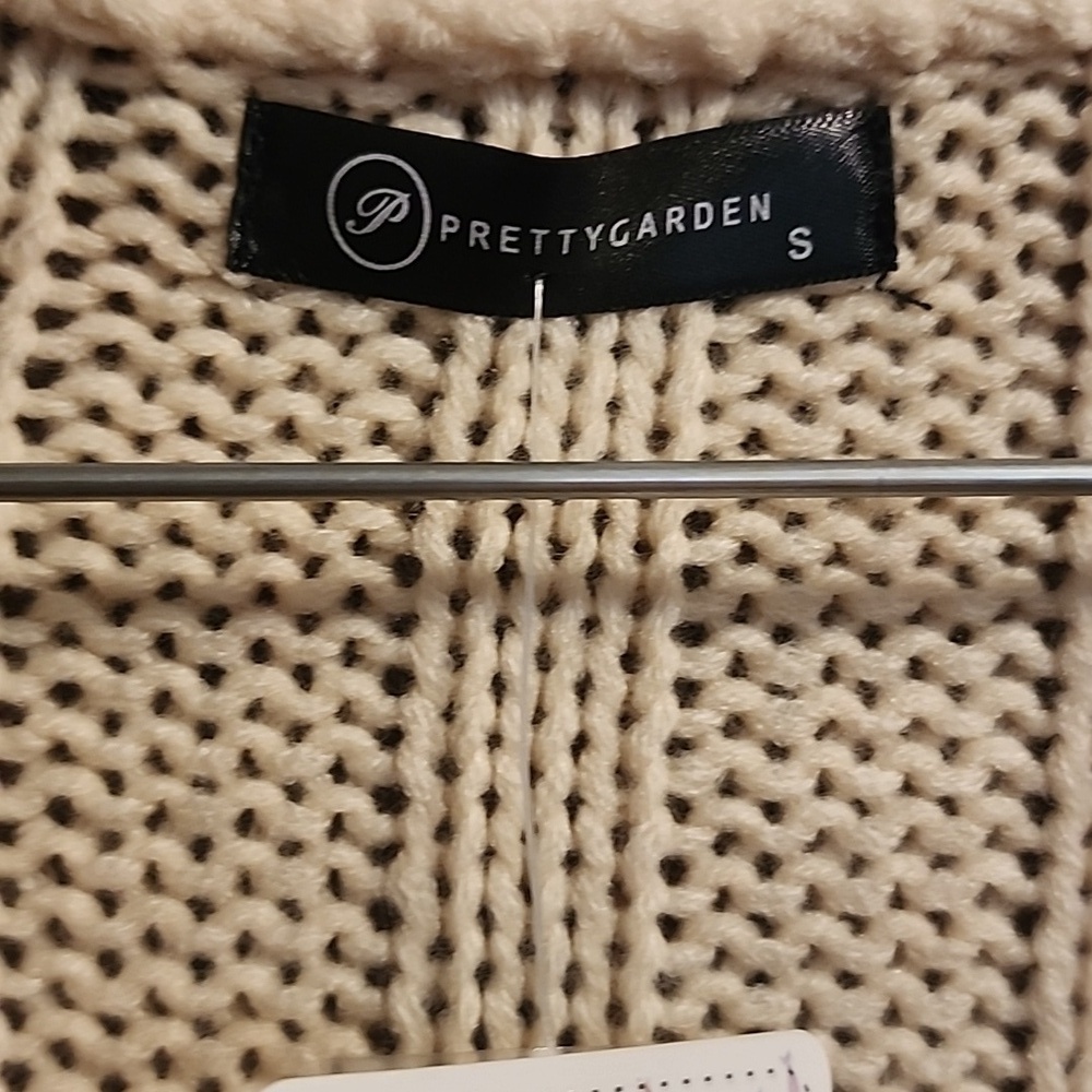 PRETTYGARDEN Open Front Cardigan Sweater Button CableKnit NWT Size S - Picture 4 of 6